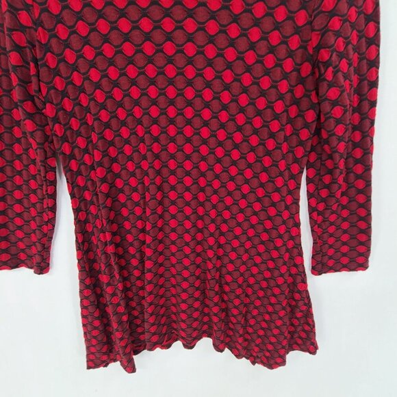 Tianello Women's Asbury Long Sleeve Pullover Tunic Red Black Size M - Picture 2 of 7
